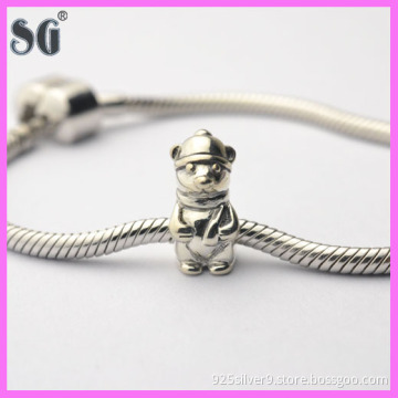 Beautiful Bead Lucky Bear Charm 925 Solid Silver New Design Animal Beads